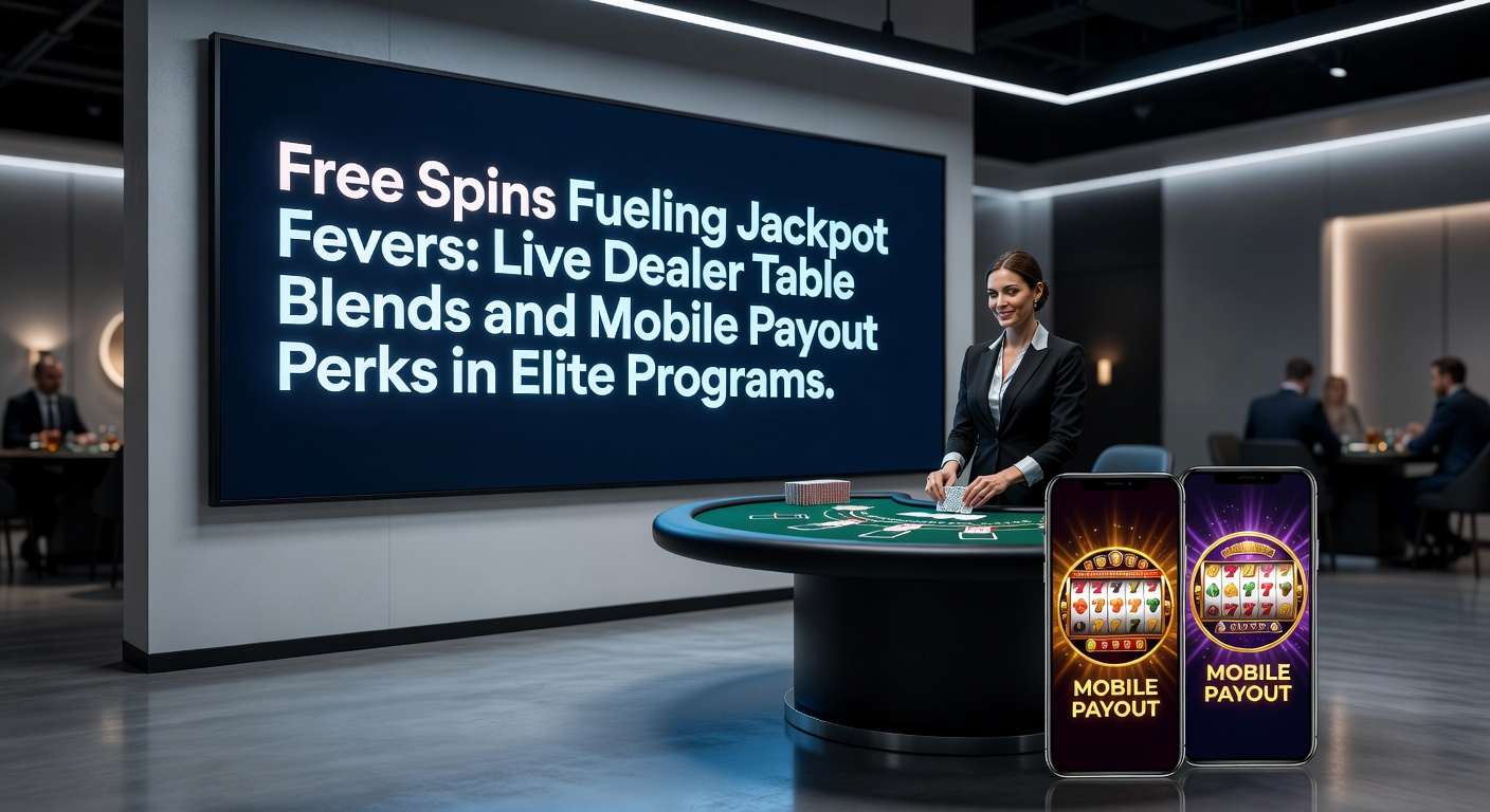 Dynamisches Bild von rotierenden Free-Spin-Rädern, die in ein glühendes Jackpot-Fieber übergehen, mit Live-Dealer-Elementen im Hintergrund