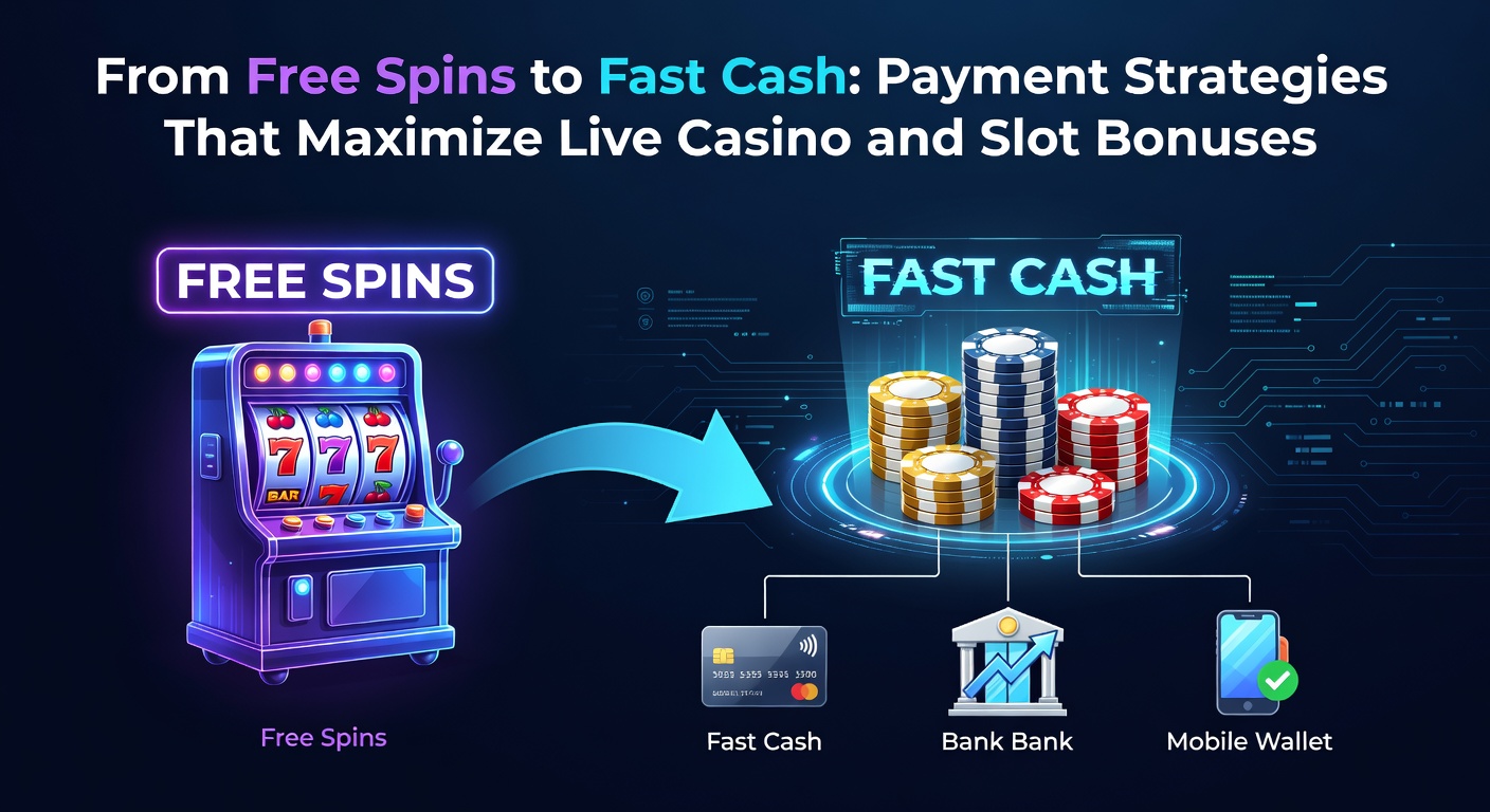 Grafik mit Zahlungsmethoden-Icons, die Free Spins in Cash-Pfeile verbinden, inklusive Uhrzeiten für Auszahlungen